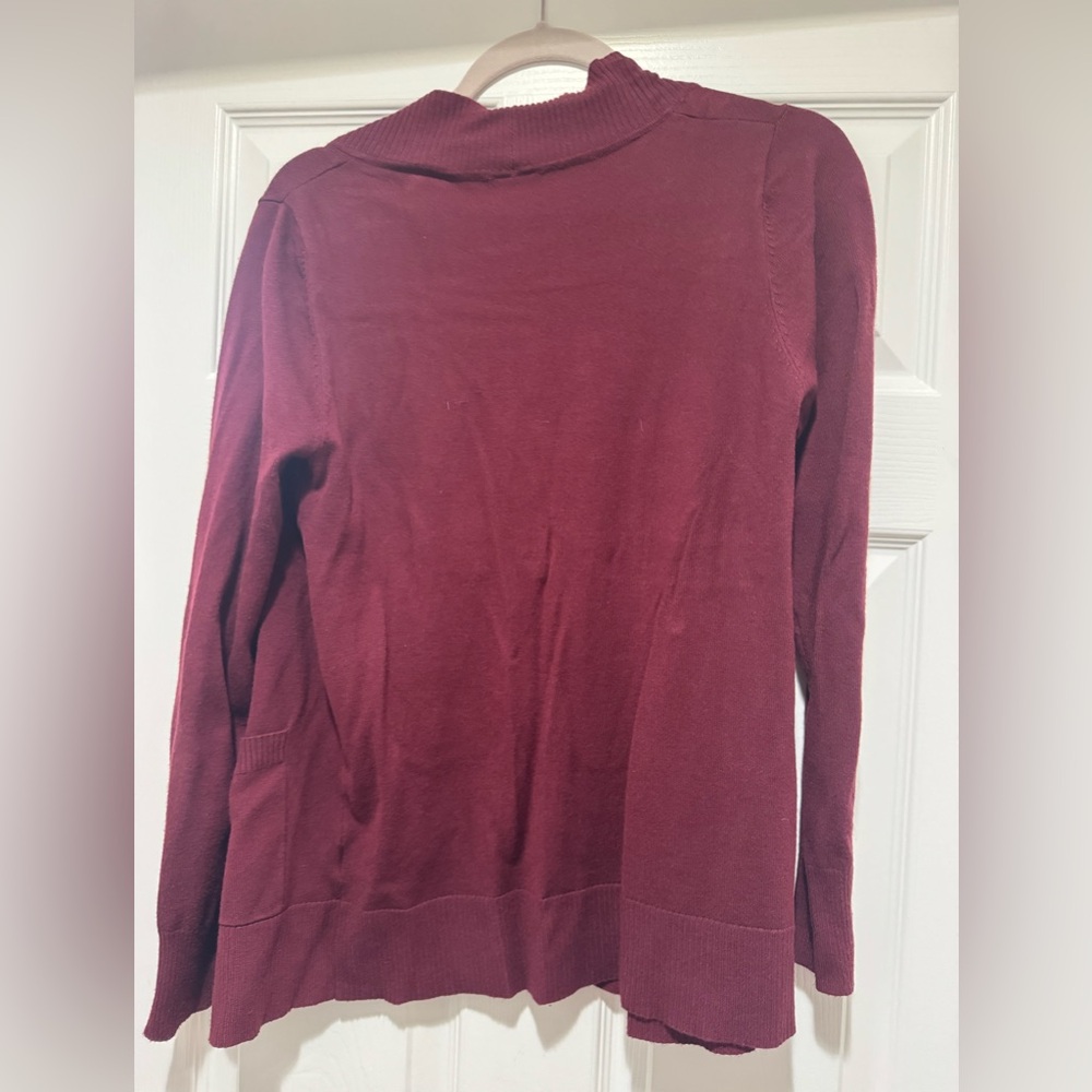 Cielo Burgundy Open-Front Cardigan - Picture 2 of 3